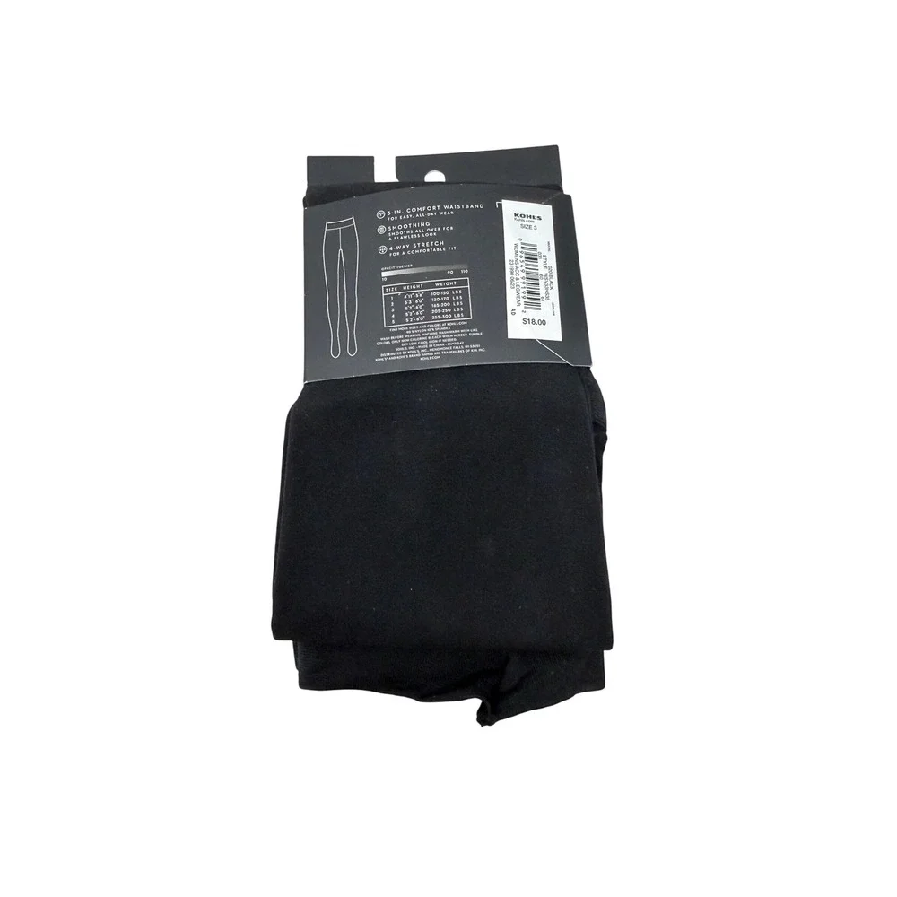 Simply Vera Wang Control Top Essential Tights Black 90 Denier Opaque Size 3